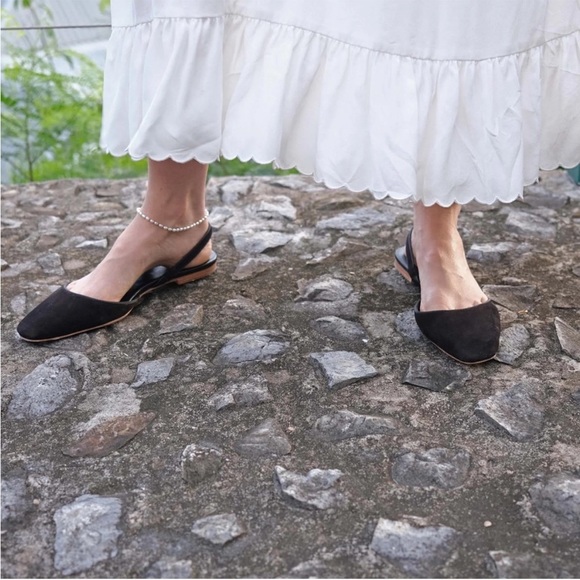 Doen Sz 37 Suede Renata Slingback Sandal Black - Picture 2 of 9